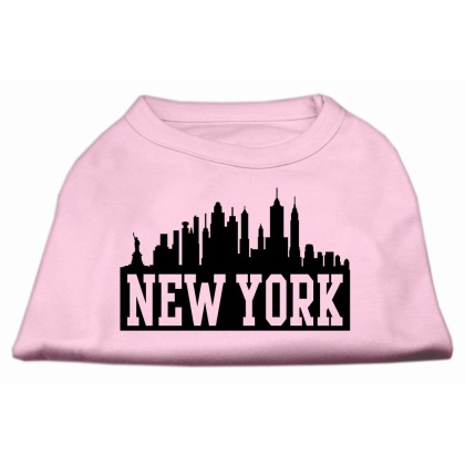 New York Skyline Screen Print Shirt Light Pink Lg