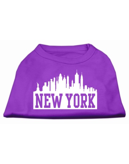 New York Skyline Screen Print Shirt Purple Lg