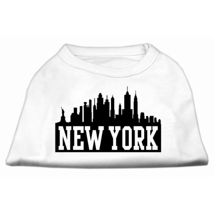 New York Skyline Screen Print Shirt White Lg