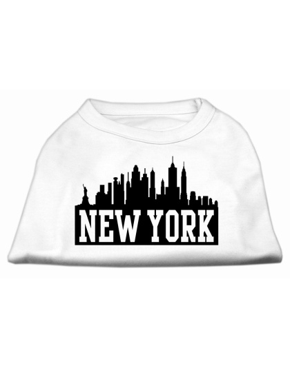 New York Skyline Screen Print Shirt White Lg