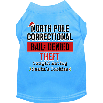 North Pole Correctional Screen Print Dog Shirt Bermuda Blue Size XS