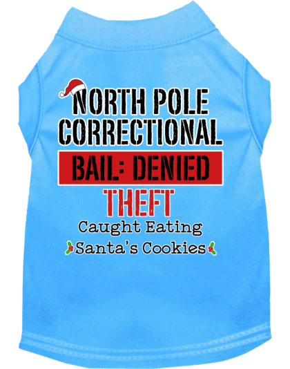 North Pole Correctional Screen Print Dog Shirt Bermuda Blue Size XS