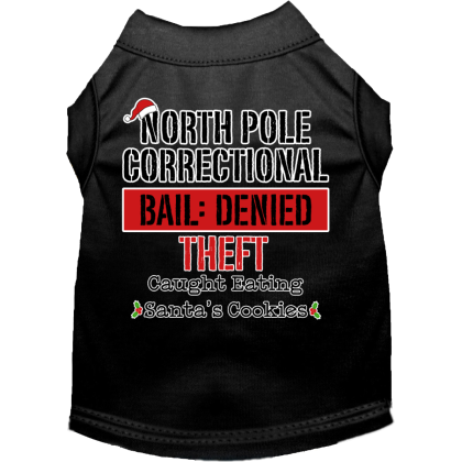 North Pole Correctional Screen Print Dog Shirt Black Size XS