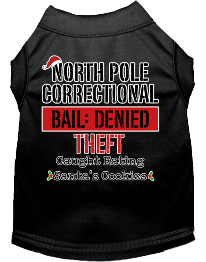 North Pole Correctional Screen Print Dog Shirt Black Size XS