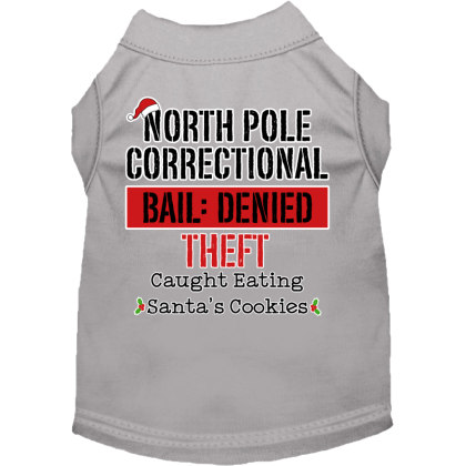 North Pole Correctional Screen Print Dog Shirt Grey Size XS