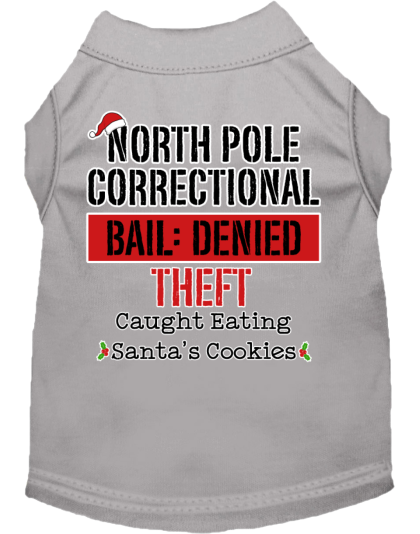 North Pole Correctional Screen Print Dog Shirt Grey Size XS