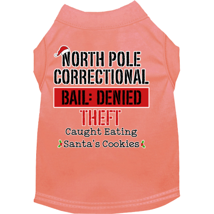 North Pole Correctional Screen Print Dog Shirt Peach Size XS