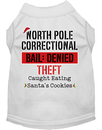 North Pole Correctional Screen Print Dog Shirt White Size XS