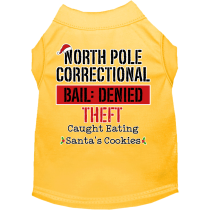 North Pole Correctional Screen Print Dog Shirt Yellow Size XS