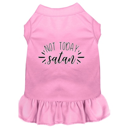 Not Today Satan Screen Print Dog Dress Light Pink 4X (22)