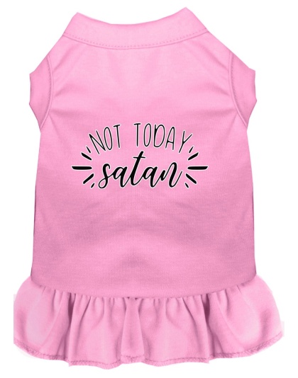 Not Today Satan Screen Print Dog Dress Light Pink 4X (22)