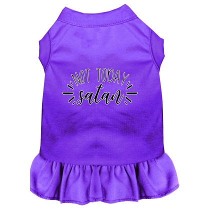 Not Today Satan Screen Print Dog Dress Purple 4X (22)