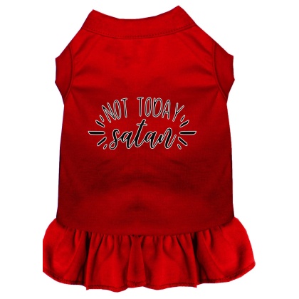 Not Today Satan Screen Print Dog Dress Red 4X (22)