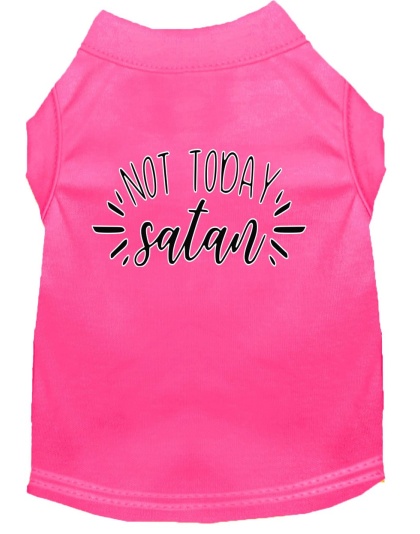 Not Today Satan Screen Print Dog Shirt Bright Pink Lg