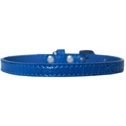 Omaha Plain Croc Dog Collar Blue Size 10