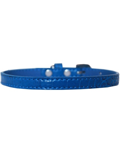 Omaha Plain Croc Dog Collar Blue Size 10