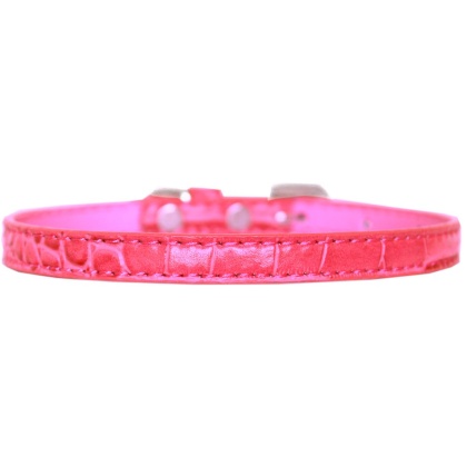 Omaha Plain Croc Dog Collar Bright Pink Size 10