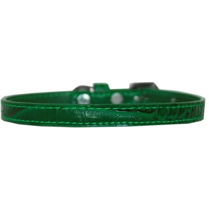 Omaha Plain Croc Dog Collar Emerald Green Size 10