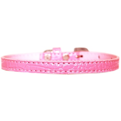 Omaha Plain Croc Dog Collar Light Pink Size 10