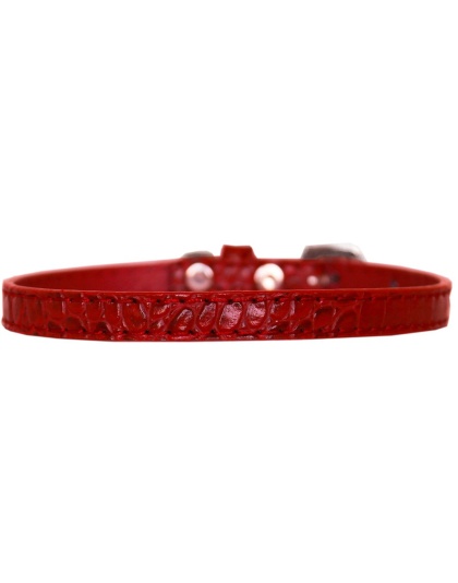 Omaha Plain Croc Dog Collar Red Size 10