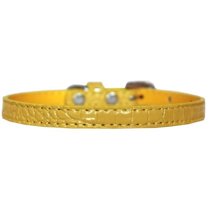 Omaha Plain Croc Dog Collar Yellow Size 10