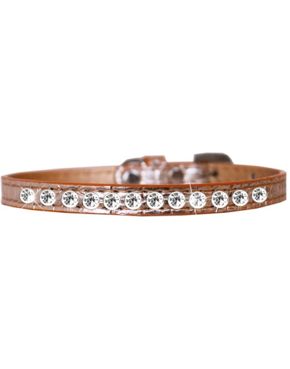 One Row Clear Jewel Croc Dog Collar Copper Size 10