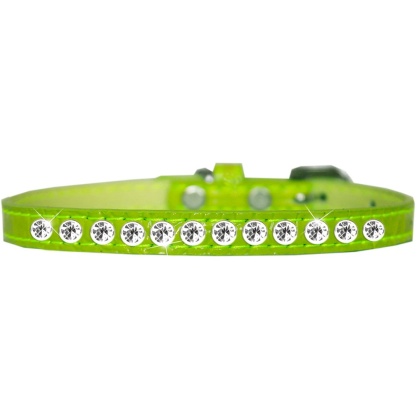 One Row Clear Jewel Croc Dog Collar Lime Green Size 10