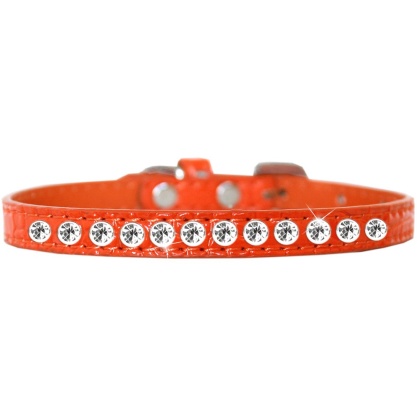 One Row Clear Jewel Croc Dog Collar Orange Size 10