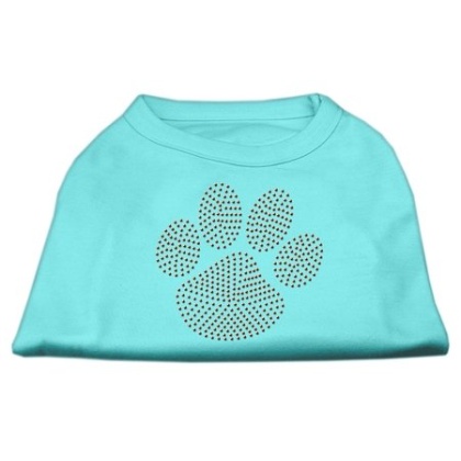 Orange Paw Rhinestud Shirts Aqua L