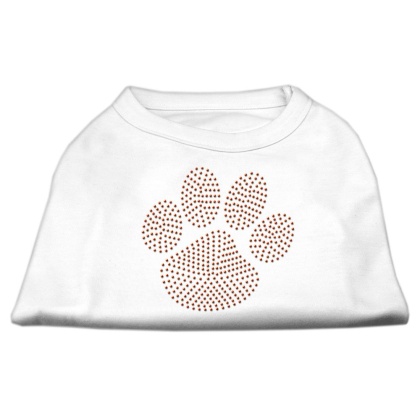 Orange Paw Rhinestud Shirts White L