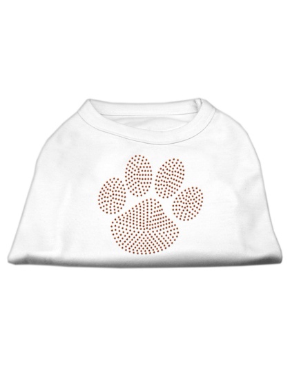 Orange Paw Rhinestud Shirts White L