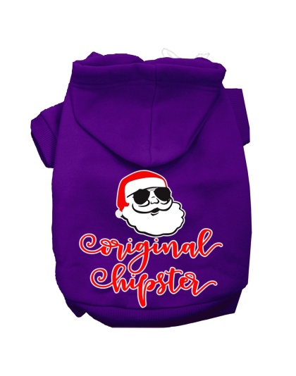 Original Hipster Screen Print Dog Hoodie Purple L