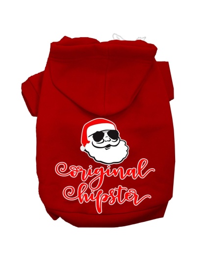 Original Hipster Screen Print Dog Hoodie Red L