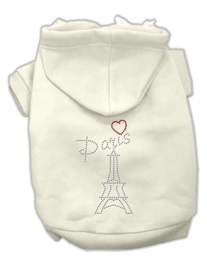 Paris Rhinestone Hoodies Cream L