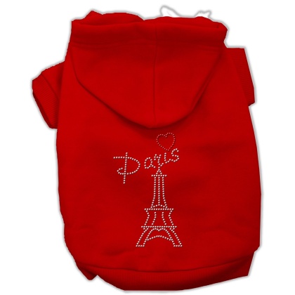 Paris Rhinestone Hoodies Red L