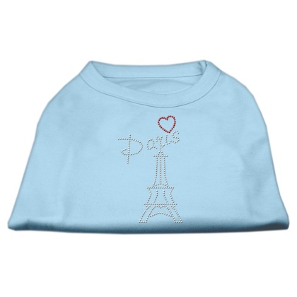 Paris Rhinestone Shirts Baby Blue L