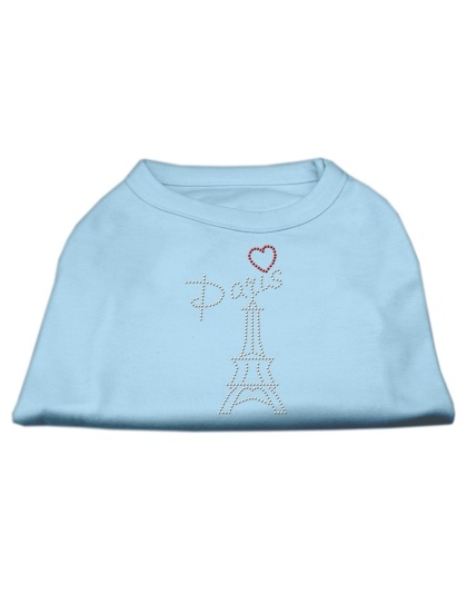 Paris Rhinestone Shirts Baby Blue L