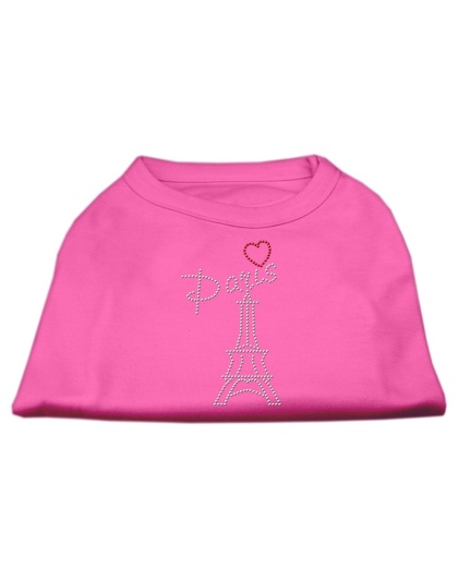 Paris Rhinestone Shirts Bright Pink L