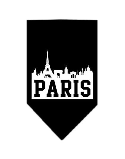 Paris Skyline Screen Print Bandana Black Large