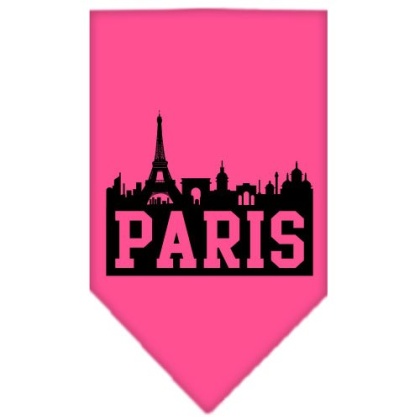 Paris Skyline Screen Print Bandana Bright Pink Large