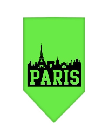 Paris Skyline Screen Print Bandana Lime Green Large