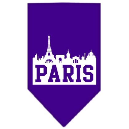 Paris Skyline Screen Print Bandana Purple Large