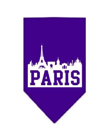 Paris Skyline Screen Print Bandana Purple Large