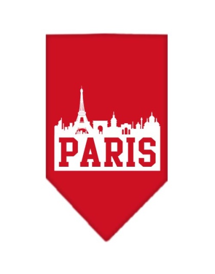 Paris Skyline Screen Print Bandana Red Large