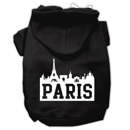 Paris Skyline Screen Print Pet Hoodies Black Size Lg