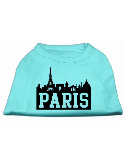 Paris Skyline Screen Print Shirt Aqua Lg