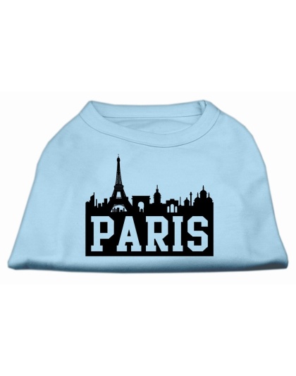 Paris Skyline Screen Print Shirt Baby Blue Lg