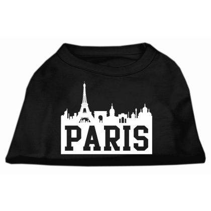 Paris Skyline Screen Print Shirt Black Lg