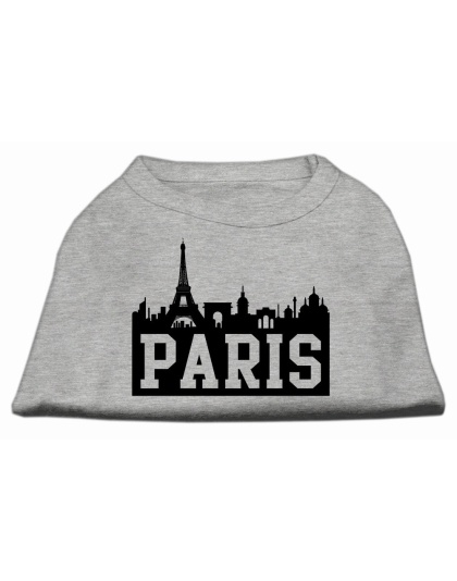 Paris Skyline Screen Print Shirt Grey Lg