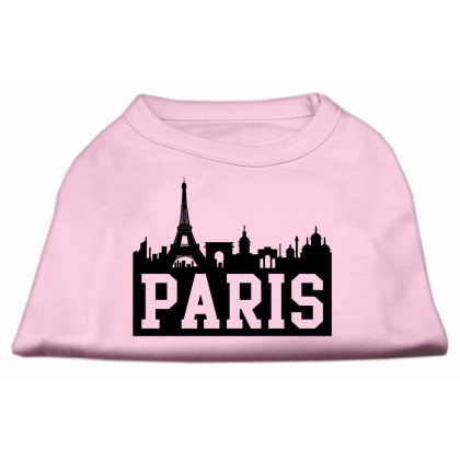 Paris Skyline Screen Print Shirt Light Pink Lg